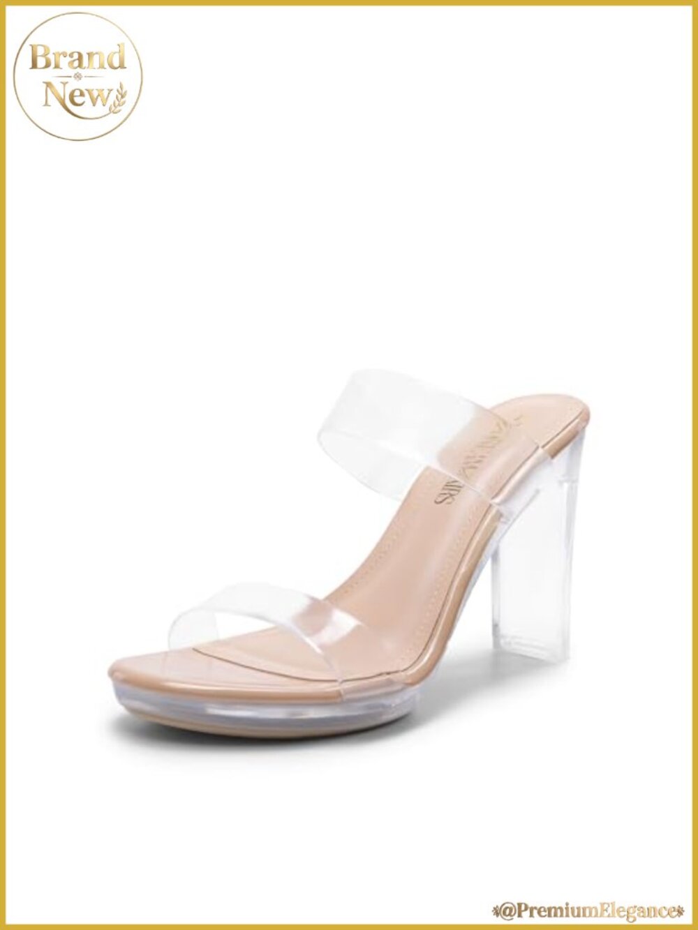 Women's Chunky Block Heel Sandals Slip-On PVC Double Band